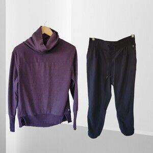Apana Jogger & Cowl Neck Sweatshirt  Black‎ Purple Medium